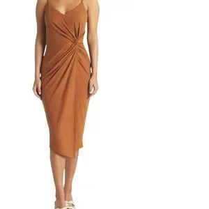 knee length dresses for ladies Brown Cable Knit Maternity Fitted Midi Dress – PinkBlush main image 0